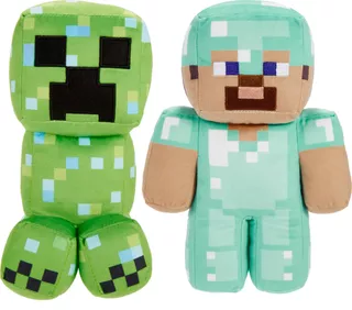 Mattel Minecraft Plush Figura 2-paquete, Steve En Diamond Ar