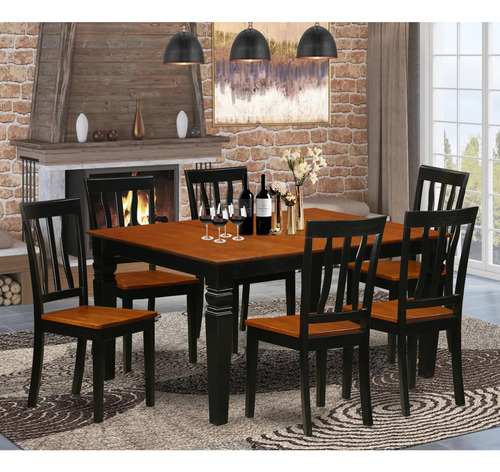 East West Furniture Wean7-bch-w Juego De Mesa De Comedor 7