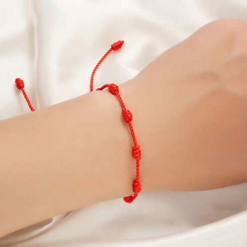 Pulsera roja de Kabbalah con 7 nudos de protección contra el mal