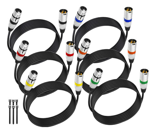Cables Xlr De 10 Pies, 6 Unidades, Chapados Oro, 3 Pine...
