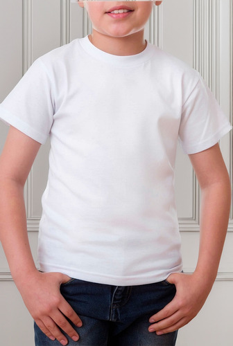 Playera Blanca Infantil Sublimación Cuello Redondo