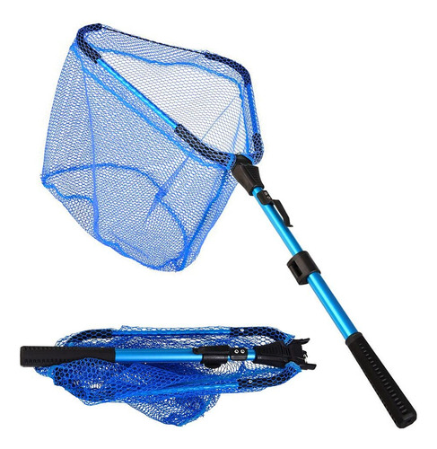Red De Pesca Lbw Plegable Con Asa Para Agua Dulce O Salada Poste Telescópico Azul