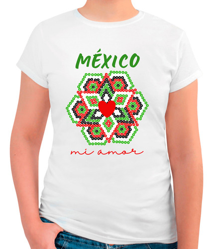 Playera Algodón Peinado Diseño México Mi Amor - México