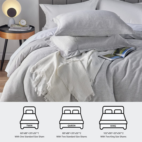Cozylux Cama Queen Size Edredon Juego 3 Pz Gris Suave Grey Solido