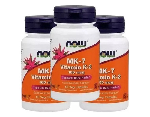 3 Potes Mk7 Vitamina K2 100mcg 180 Cáps - Now Foods