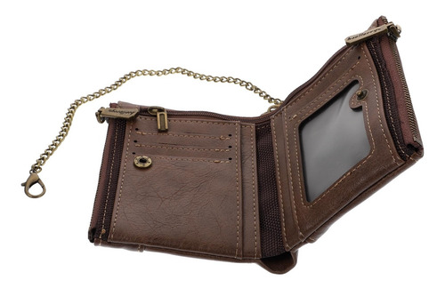 Imagen 1 de 5 de Cartera De Cadena De Cuero Pu Hombre Vintage Cartera Corta S