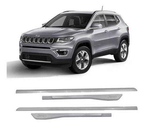 Jogo Friso Lateral Jeep Compass 2017 A 2021 Prata Melfi Jogo