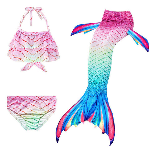 Kit Cola De Sirena Con Bikini Monoaleta Infantil