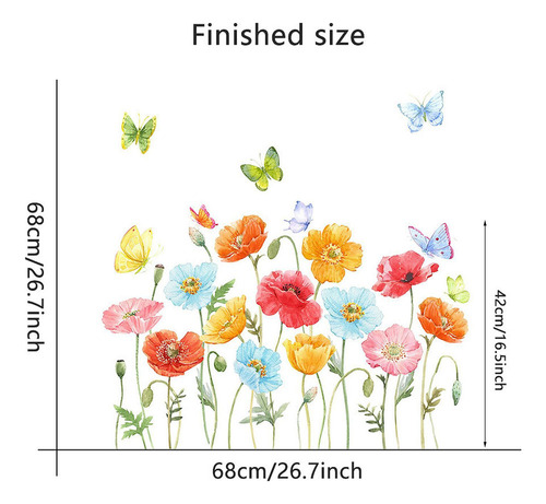 / 2 Piezas Flores Mariposas Calcomanías De Pared Pegatinas