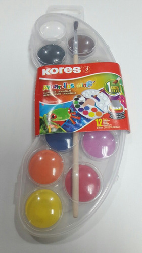 Acuarela 12 Colores Kores Con Pincel La Unidad X Precio 3,5