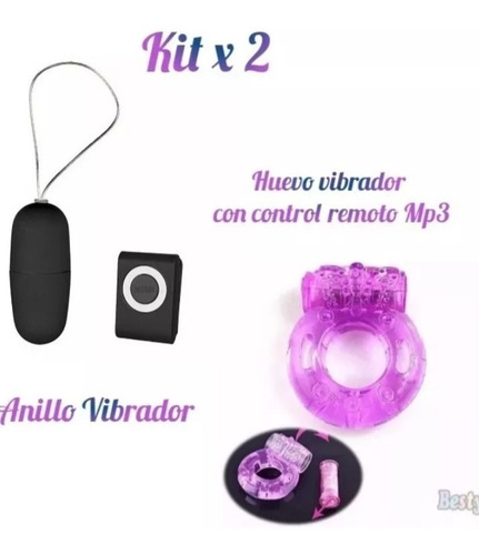 Kit X 2 Huevo Vibrador Con Control Mp3 + Anillo Vibrador