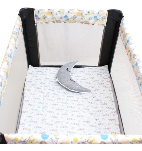 Edredón Cuna Viajera Cary Incluye Cojín Decorativo Y Sabana Color Gris Diseño de la tela Ovejas