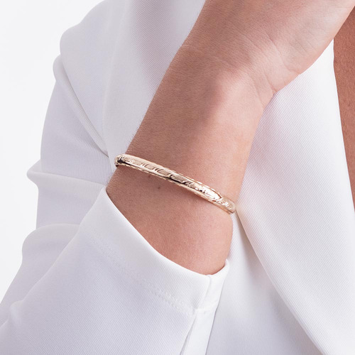 Bracelete Trabalhado Com Aro Abaulado De 5.0mm Em Ouro 18k 1