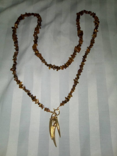 Collar Cadena Piedra Feng Shui Ojo Tigre 90x0,5c Liquidacion (Usado)