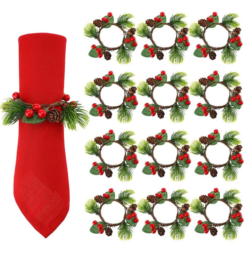 Willbond Christmas Napkin Rings Set Of 12 Christmas Berry Na