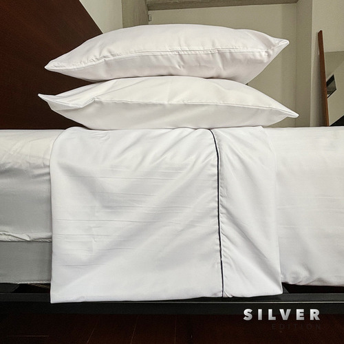 Colchón Individual En Caja 15 Cm + Juego Sábanas Y Almohada Blanco Con Gris