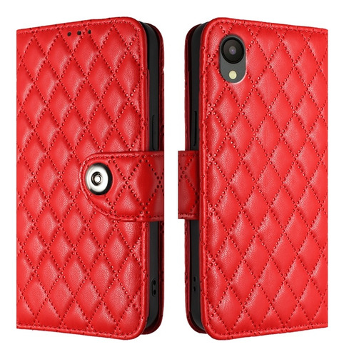 Funda De Flip Con Textura Romboidal Para Samsung, Con Correa