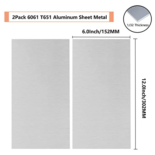 Placa De Aluminio Plana De 2 Paquetes De 6061 T651, 6 X...