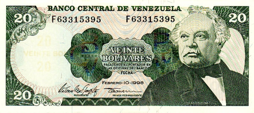 Billete 20 Bolívares 10 De Febrero 1998 Serial F8