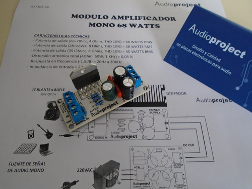 Modulo Amplificador Mono 68 Watts C/ Lm3886 - Audioproject