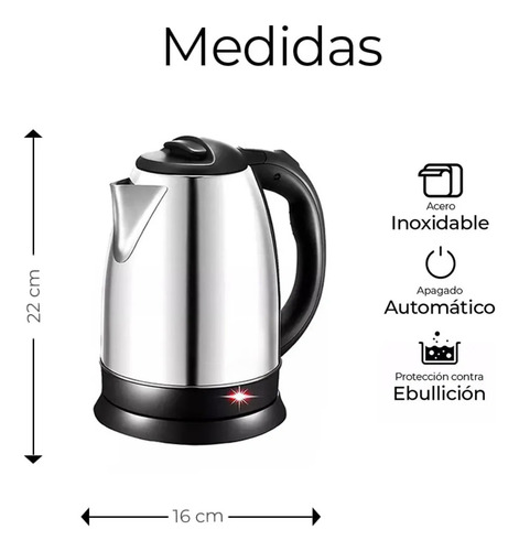 Pava Eléctrica Matera Acero Inoxidable 2l Agua Caliente 220v Plateado