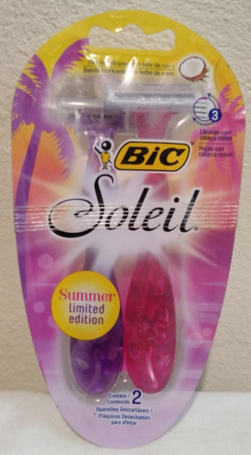 Rastrillo 3 Hojas 2 Pz Lubricante Leche De Coco Soleil Bic