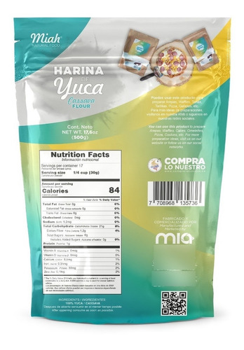 Imagen 2 de 2 de Harina De Yuca Sin Gluten - Kg A $25 - kg a $54