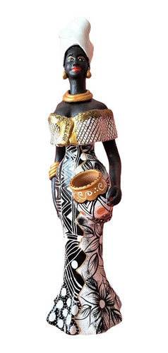Imagem 1 de 7 de Boneca Africana Turbante E Xale Brancos Artesanato Caruaru