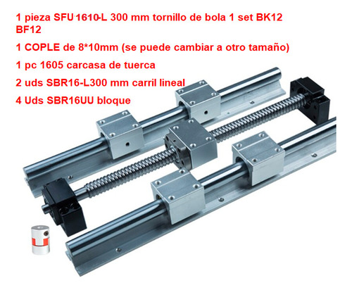 Kit 2 Guas 16mm L300 Tornillo De Bola Sfu1610-l300mm