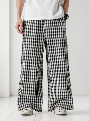 Bolso A Cuadros De Algodón Y Lino De Estilo Chino De Talla G