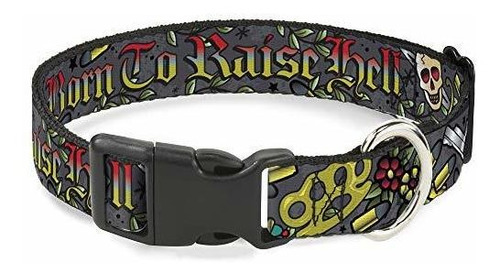 Cat Collar Breakaway Born To Raise Hell Gray 8 To 12 Inches 