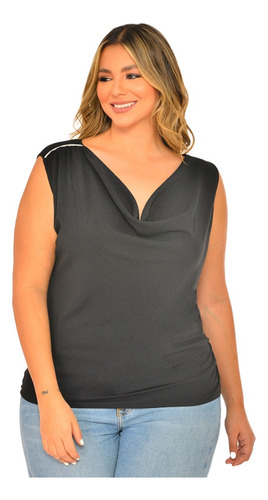 Blusa Talla Plus Marca Colors Negra Ref 1142021