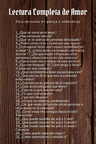 Sesión De Tarot Lectura General De Amor 25 Preguntas Online