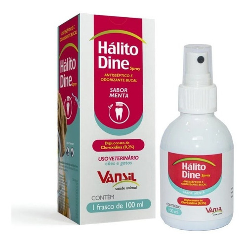 Hálito Dine Spray 100ml Antisséptico Bucal Para Cães E Gatos