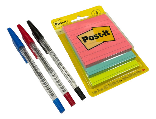 Notas Adhesivas 3m Post-it® Jaipur 150 Hojas Raya + 3 Plumas