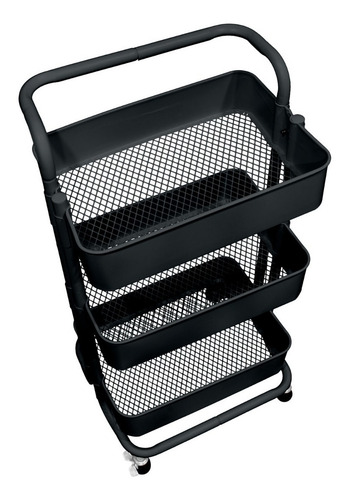 Estante Carrito Organizador 3 Niveles Acero Baño Cocina Color Negro