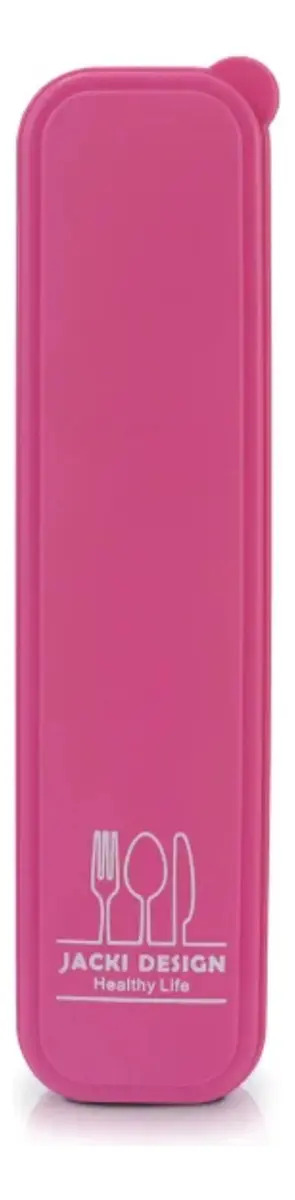 Porta Talheres Garfo Faca Colher Portátil Viagem Trabalho Cor Rosa-chiclete