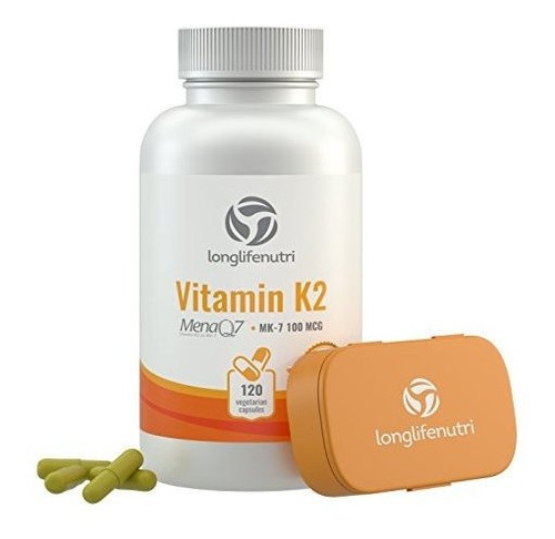 Vitamina K2 Mk7 100 Mcg Con Menaq7 120 Cápsulas Vegetarianas