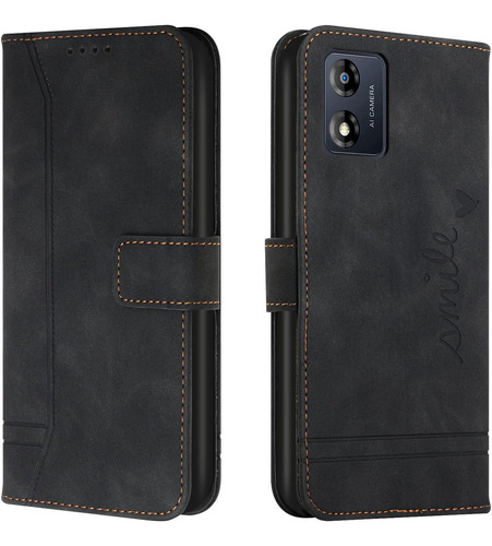 Funda De Cuero Para Motorola Moto E13 - Black 