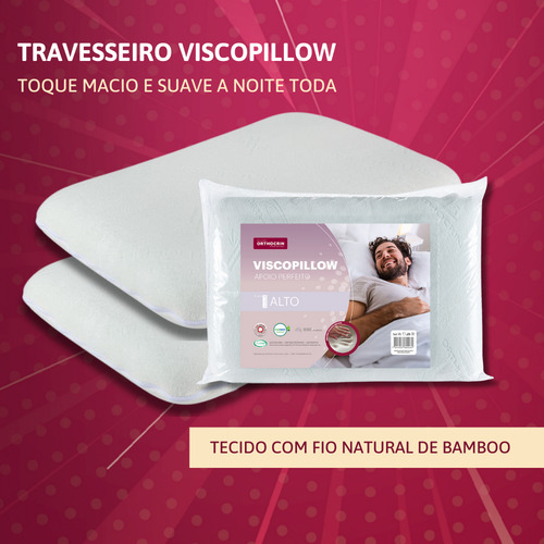 Kit 4 Travesseiros Viscopillow Alto Espuma Viscoelástica Nasa Orthocrin