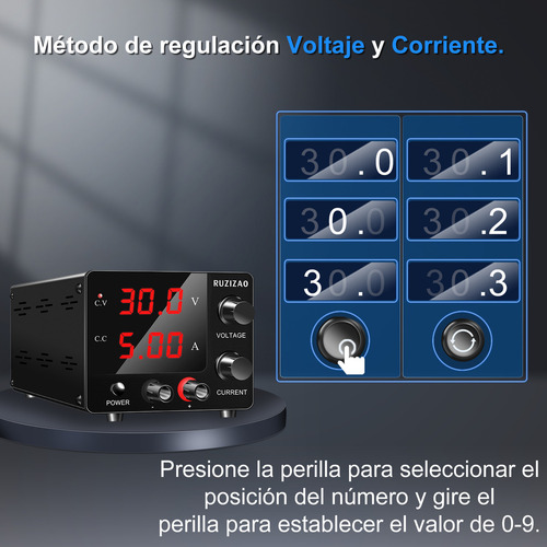 Fonte de alimentação variável Nice-Power 3 Display LED digital ajustável regulado 30 V 10 A, cor branca