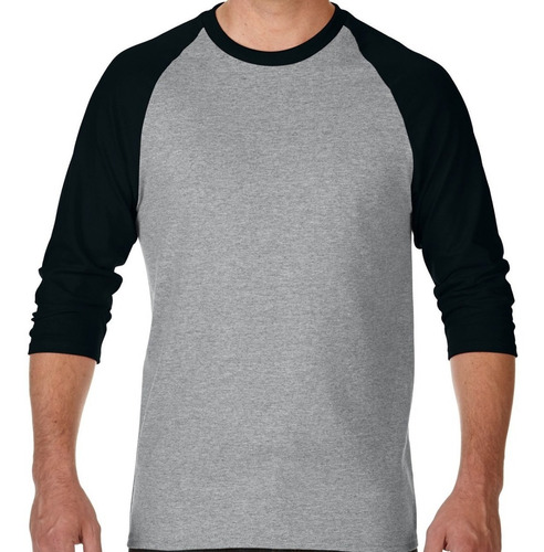 Playera Ranglan Gris Con Negro 3/4