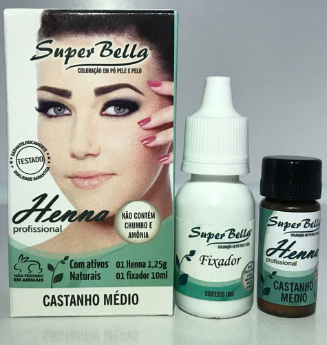 Kit Henna Para Sobrancelhas Super Bella - !! Tom Castanho Claro