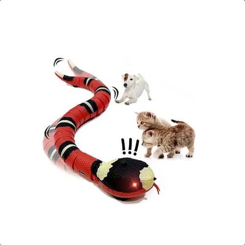 Serpiente Juguete Para Gatos Interactivo Sensor Obstáculos Color Rojo-Negro