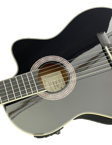 Violão Eletroacústico Crafter Hc-250ce Nylon Bk C/capa! Cor Preto Material Do Diapasão Mahogany Orientação Da Mão Destro