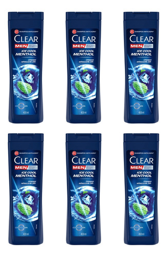 Shampoo Clear 400ml Ice Cool Menthol - Kit C/ 6un