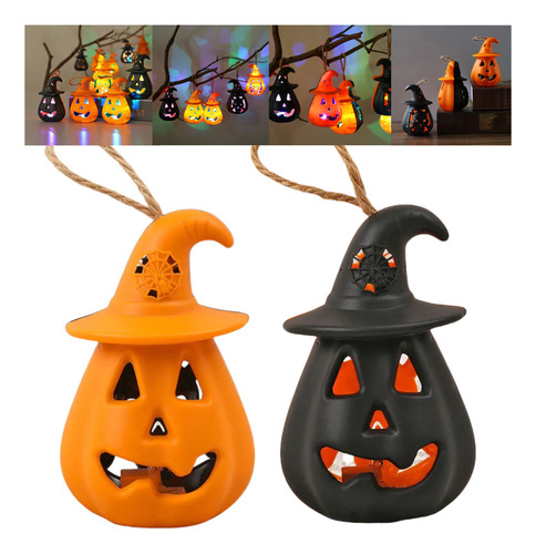 2 Luces Led Con Forma De Calabaza, Decoración De Halloween