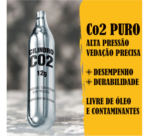 20x Cilindro Co2 12g Alta Pressão Bbs Airgun Airsoft