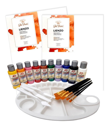 Kit Pinturas Acrílicas Pinceles Espátulas