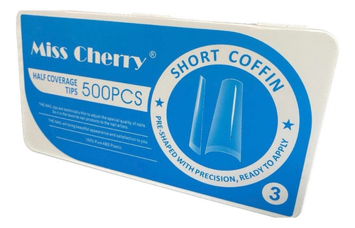 Tips Miss Cherry Short Coffin Transparente Uñas 500 Pz #3